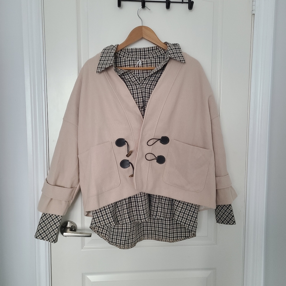 Korean style layer coat plaid (oversize)